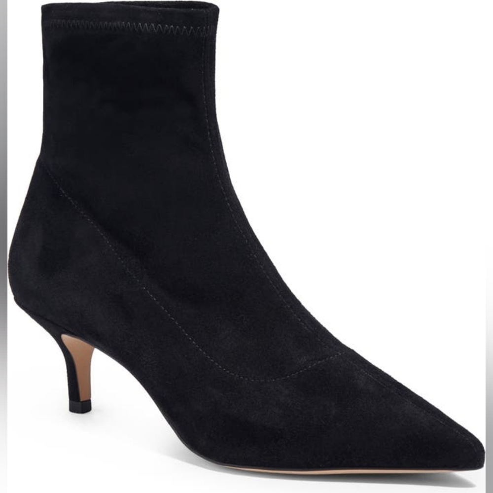 Marc Fisher Suede Albinia Pointed Toe Pull On Bootsocks. Black. Size 10.